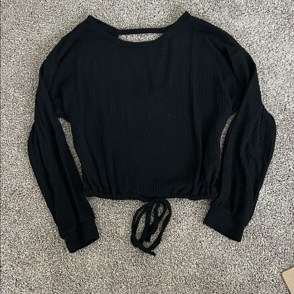 Long Sleeve Open Back Waffle Top